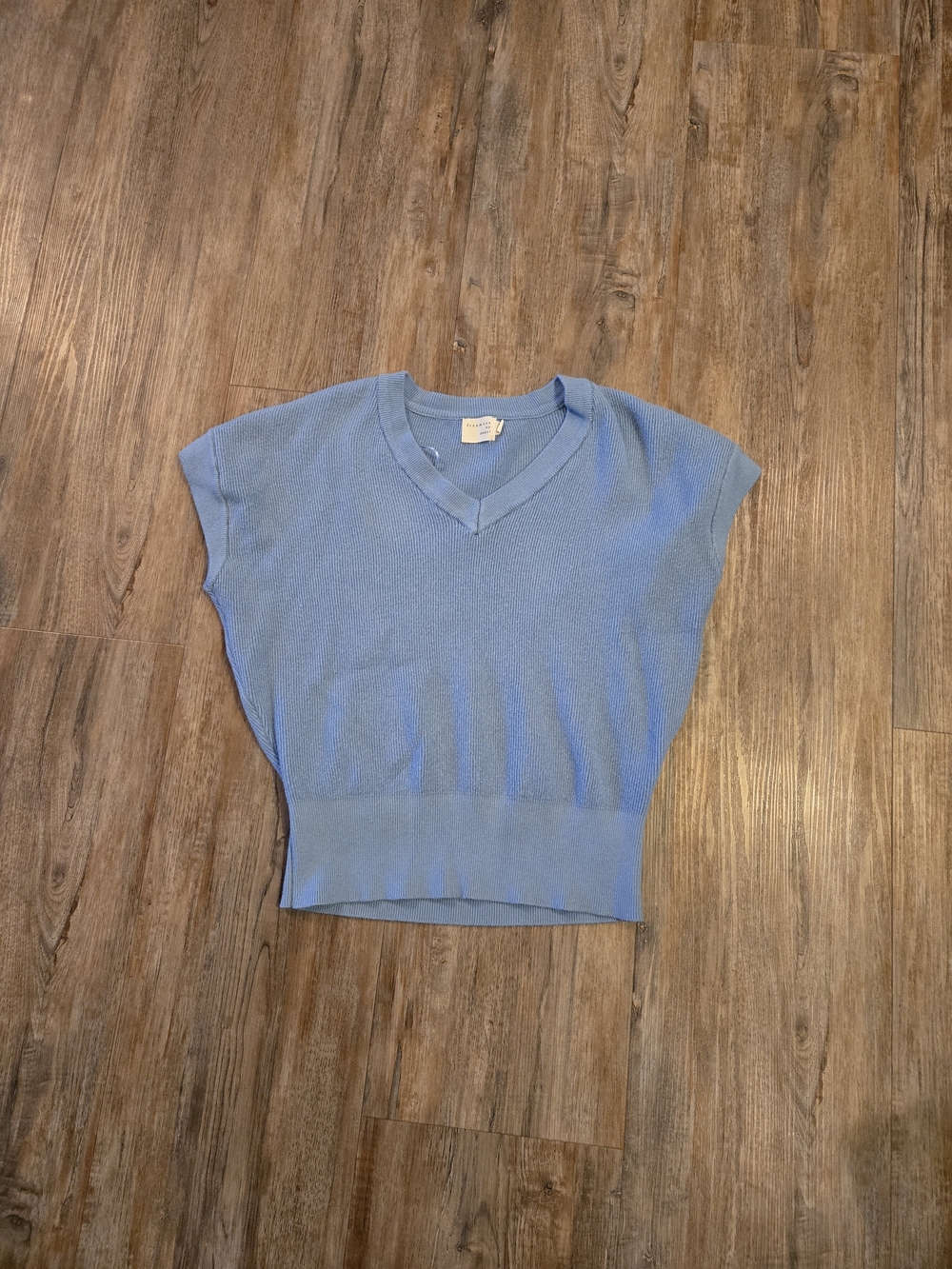 Dreamers By Debut Light Blue V-Neck Short Sleeve Sweater